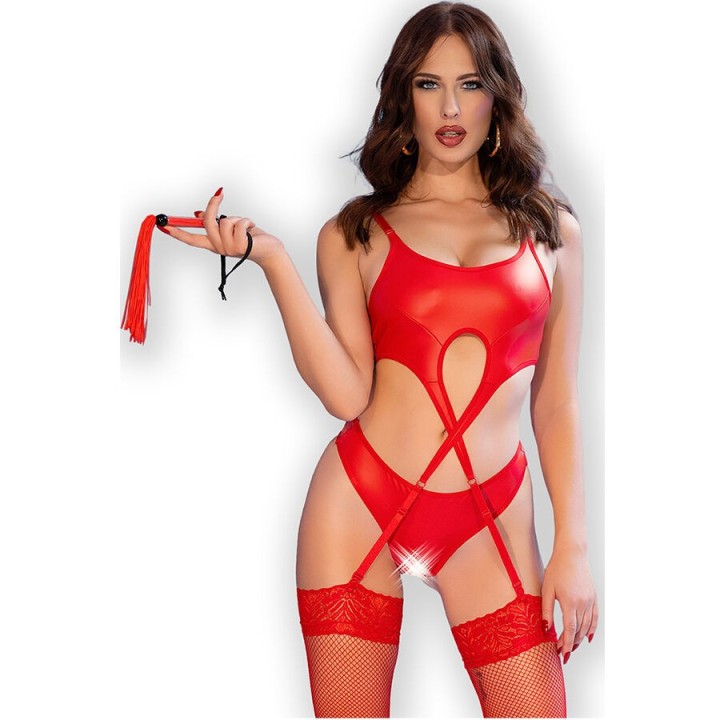 CHILIROSE - CR 4625 SET FOUR PIECES CROTCHLESS RED L - D-239693 - Teknashop Ltd
