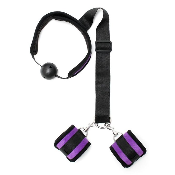 Set Mouthgag with Cuffs Purple - R8140 - Teknashop Ltd