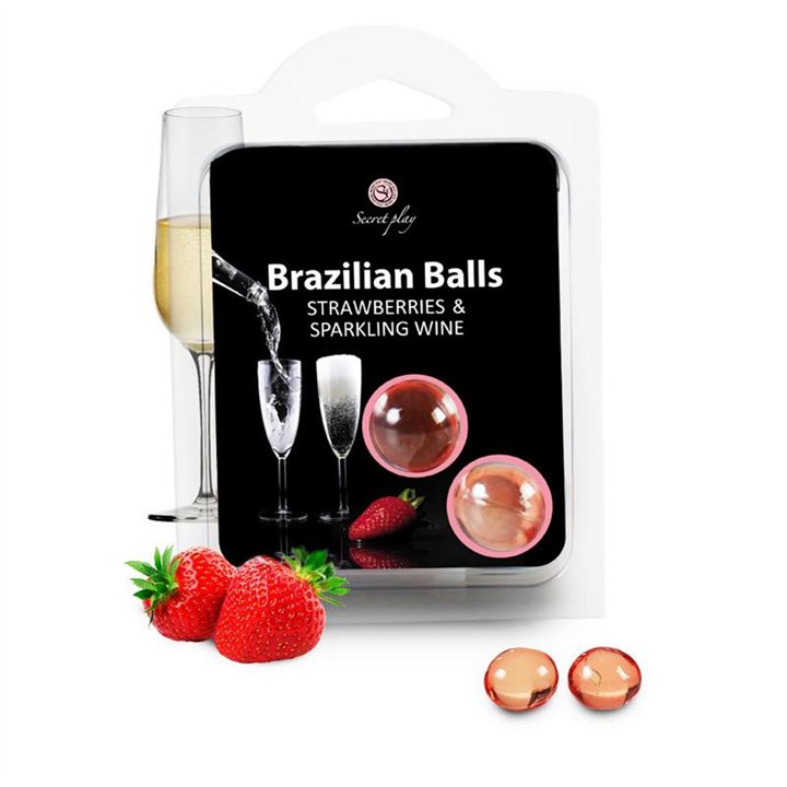 Secret Play 2 strawberry and champagne brazilian balls set - F3385-2 - Teknashop Ltd