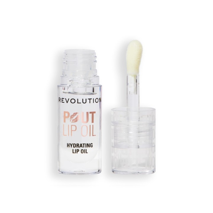 Makeup Revolution, Pout, Vegan, Glossy, Lip Oil, Lychee Clear, 4 ml - Teknashop Ltd