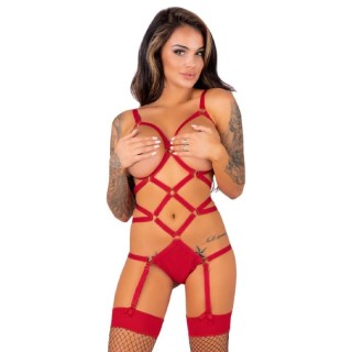 LIVCO CORSETTI FASHION - THIARA LC 20213 SET BODY + STOCKINGS RED L/XL - D-240098 - Teknashop Ltd