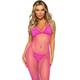 LEG AVENUE - LONG NET DRESS FUCHSIA ONE SIZE - D-240117 - Teknashop Ltd