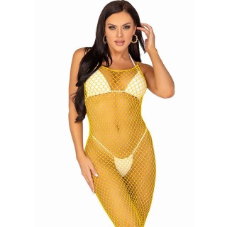 LEG AVENUE - LONG NET DRESS YELLOW ONE SIZE - D-240118 - Teknashop Ltd