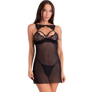 LIVCO CORSETTI FASHION - KROLINA LC 90734 CHEMISE + THONG BLACK S/M - D-241229 - Teknashop Ltd