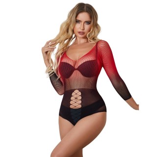 SUBBLIME - 952259 RED AND BLACK GRADIENT LONG SLEEVE ELASTIC FISHNET DRESS ONE SIZE - D-241374 - Teknashop Ltd