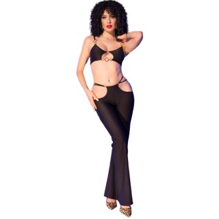 CHILIROSE - CR 4851 BLACK TOP AND LEGGINGS SET WITH GOLDEN ACCESSORIES M - D-242759 - Teknashop Ltd