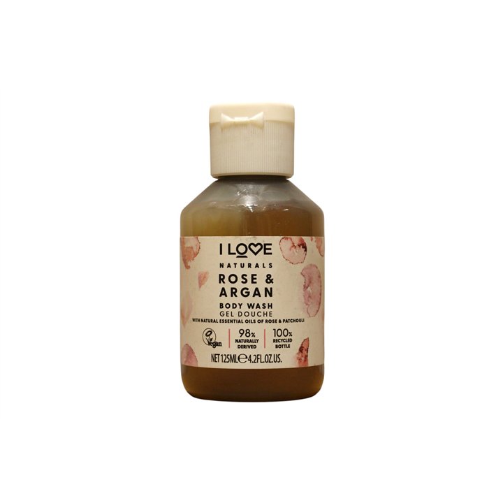 I Love, Naturals Collection, Vegan, Rose & Argan, Hydrating, Shower Gel, For All Skin Types, 125 ml - Teknashop Ltd