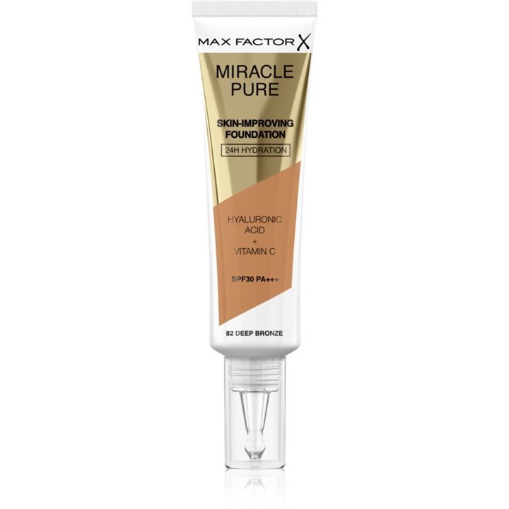 Max Factor, Miracle Pure, Liquid Foundation, 82, Deep Bronze, SPF30, 30 ml - Teknashop Ltd