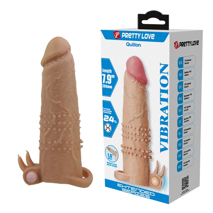 PRETTY LOVE - QUILLON PENIS SLEEVE WITH CLITORAL STIMULATOR AND VIBRATION - D-245243 - Teknashop Ltd