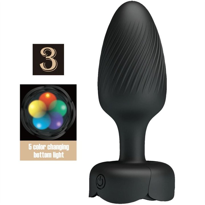 PRETTY LOVE - OSBORN ANAL PLUG WITH  LED LIGHT BLACK 9.8 CM - D-242896 - Teknashop Ltd