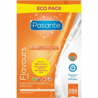 PASANTE - CONDOMS ECO PACK FLAVORS BAG 288 UNITS - D-236445 - Teknashop Ltd
