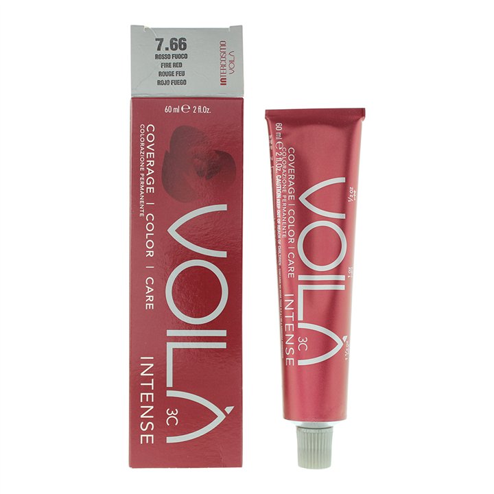 Intercosmo, Voila 3C Intense, Permanent Hair Dye, 7.66 Fire Red, 60 ml - Teknashop Ltd