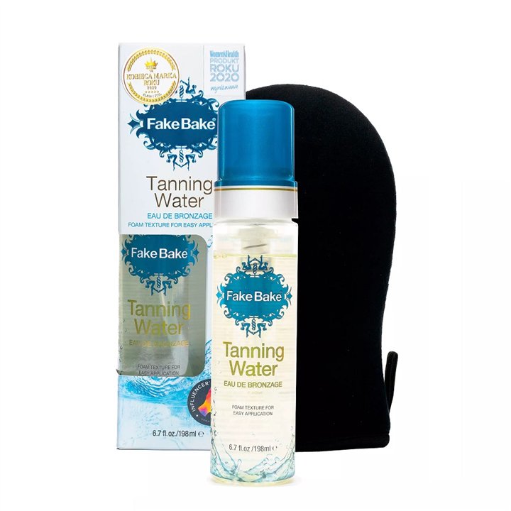 Set Fake Bake: Tanning Water, Bronzing, Self-Tanning Spray, 198 ml + Fake Bake, Tanning Mitts, Black - Teknashop Ltd