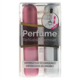 Set Duo, Pressit, Pink & Silver, Refillable Atomizer Case, 2 pcs - Teknashop Ltd
