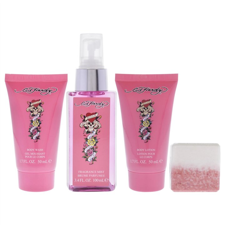 Set Ed Hardy: Ed Hardy, Scented Spray, For Women, 50 ml + Ed Hardy, Body Wash, 50 ml + Ed Hardy, Hydrates, Body Lotion, 50 ml + 