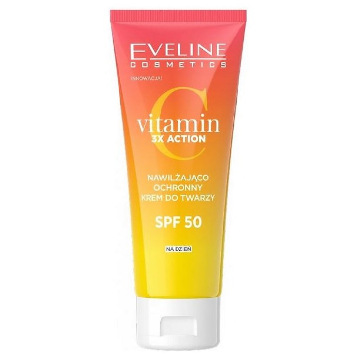 Eveline Cosmetics, Vitamin C 3x Action, Instant Glow & Protect, Day, Cream, Face, SPF 50, 30 ml - Teknashop Ltd