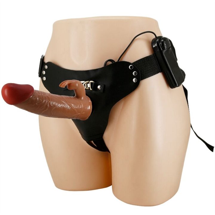 PRETTY LOVE - MARION HARNESS UNIVERSAL BRIEFS WITH VIBRATION DILDO 19 CM BROWN - D-239744 - Teknashop Ltd