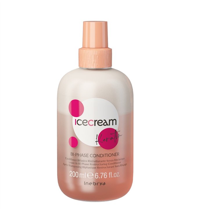 Inebrya, Ice Cream Keratin, Hair Leave-In Conditioner, Restructuring, 200 ml - Teknashop Ltd