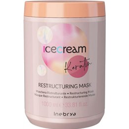 Inebrya, Ice Cream Keratin, Hair Treatment Cream Mask, Restructuring, 1000 ml - Teknashop Ltd