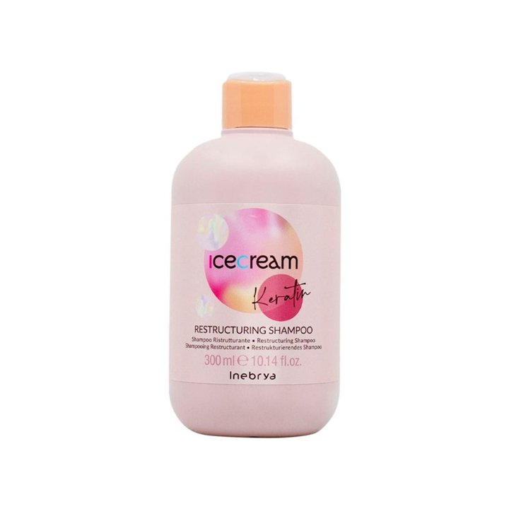 Inebrya, Ice Cream Keratin, Hair Shampoo, Smoothing, 300 ml - Teknashop Ltd