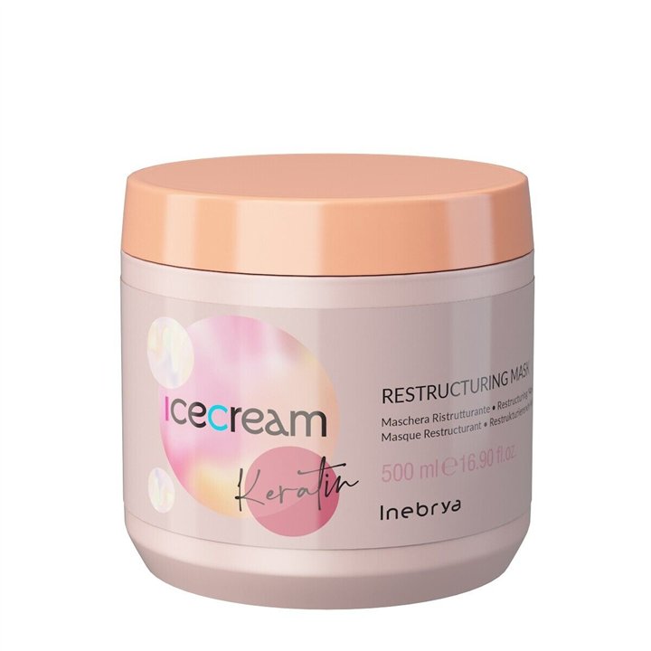 Inebrya, Ice Cream Keratin, Hair Treatment Cream Mask, Reparative, 500 ml - Teknashop Ltd