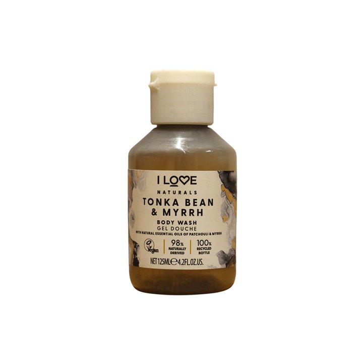 I Love, Naturals Collection, Vegan, Tonka Bean & Myrrh, Hydrating, Shower Gel, For All Skin Types, 125 ml - Teknashop Ltd