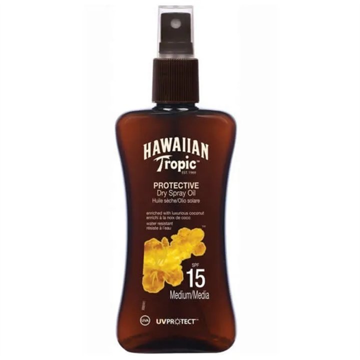 Hawaiian Tropic Protective Dry Spray Oil Spf15 Medium 200ml - unisex - Teknashop Ltd