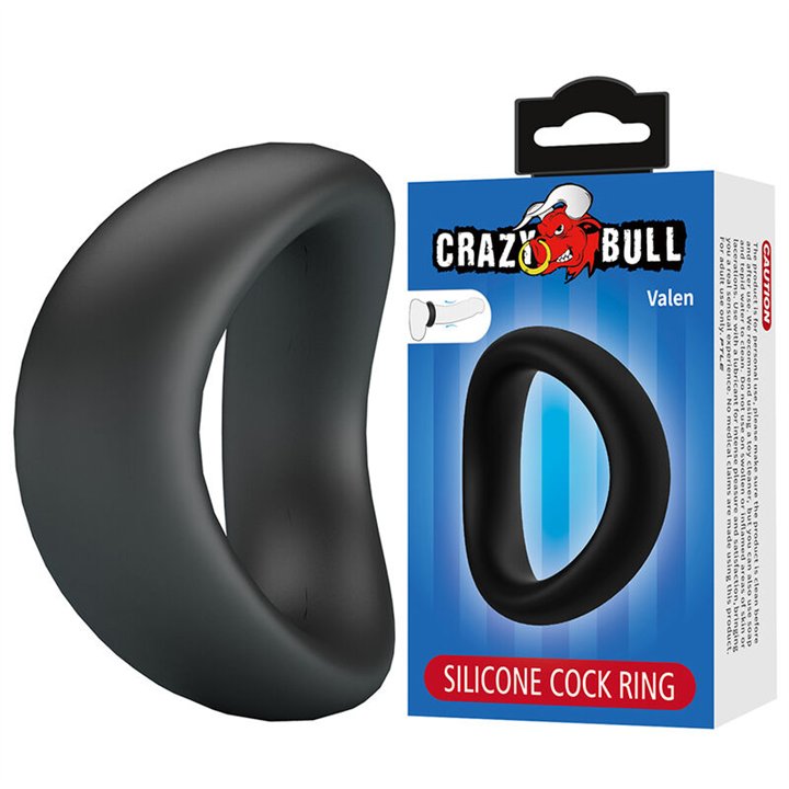 CRAZY BULL - VALEN ERGONOMIC SILICONE COCK RING BLACK - D-245990 - Teknashop Ltd