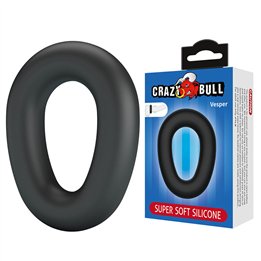 CRAZY BULL - VESPER SUPER SOFT SILICONE COCK RING BLACK - D-245994 - Teknashop Ltd