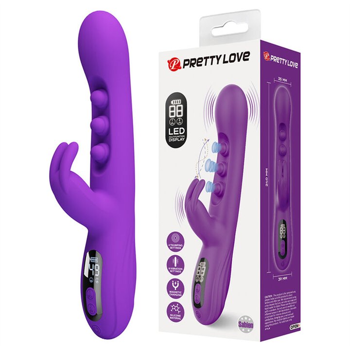 PRETTY LOVE - SABIEN RABBIT VIBRATOR WITH TAPPING STIMULATION AND PURPLE LED - D-245941 - Teknashop Ltd