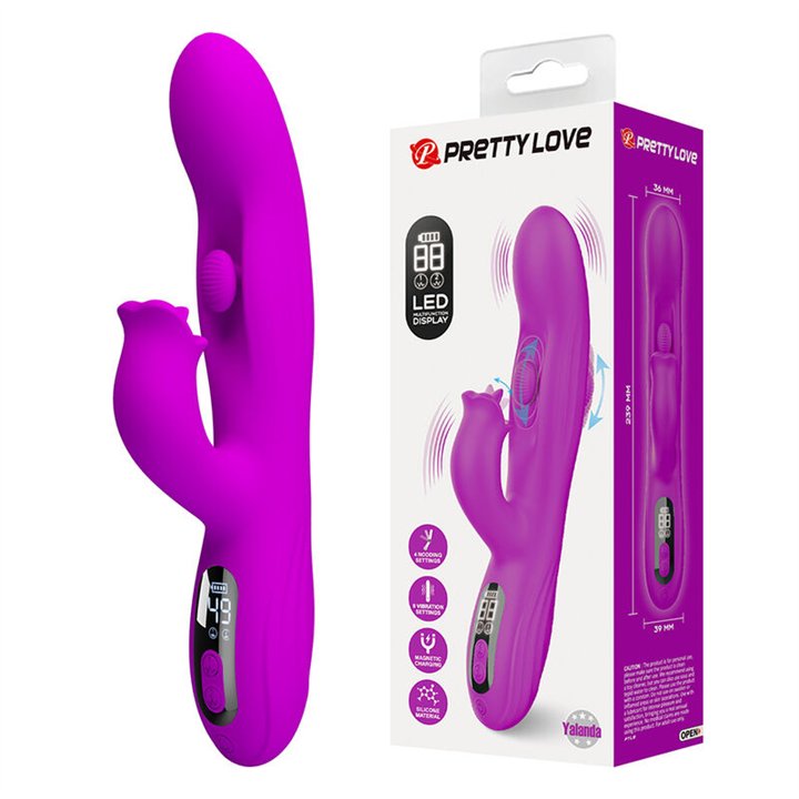 PRETTY LOVE - YALANDA RABBIT OSCILLATING VIBRATOR WITH LED DISPLAY PURPLE - D-245943 - Teknashop Ltd