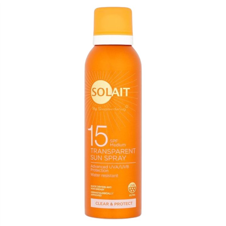 Superdrug, Solait, Water-Resistant, Sunscreen Spray, SPF15, 200 ml *Tester - Teknashop Ltd