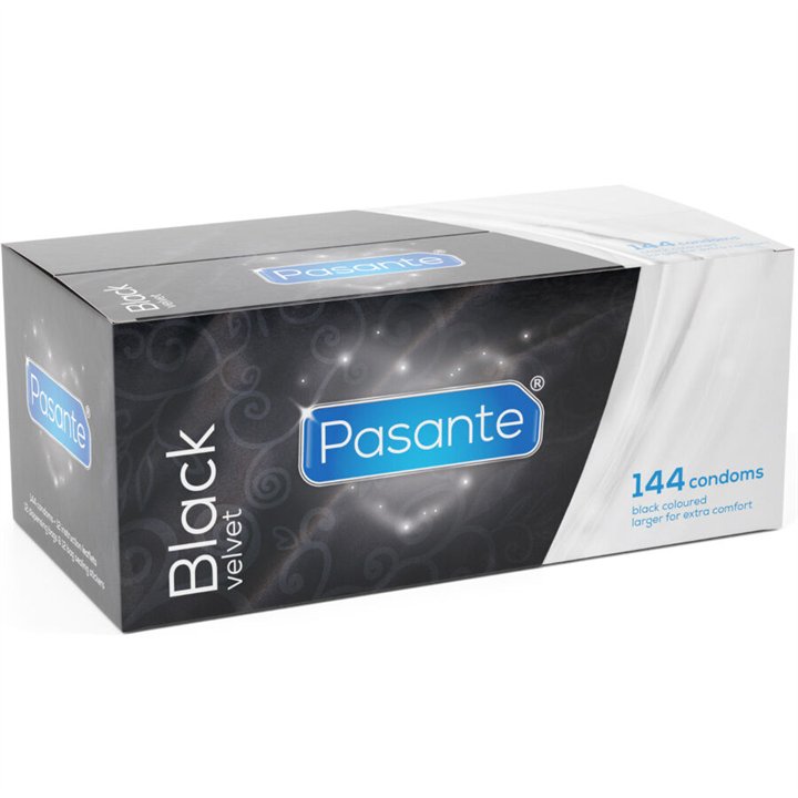 PASANTE - BLACK VELVET CONDOMS BOX 144 UNITS - D-244557 - Teknashop Ltd