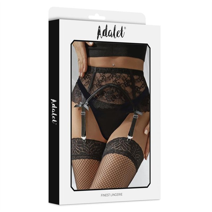 Miranda Lace Garter and Panty Black - A-134 - Teknashop Ltd