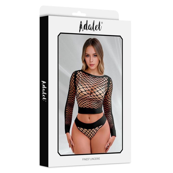 Yara Long Sleeve Fishnet Set Black One size - A-826 - Teknashop Ltd