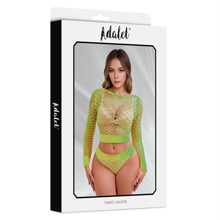 Yara Long Sleeve Fishnet Set Yellow Fluor One Size - A-825 - Teknashop Ltd