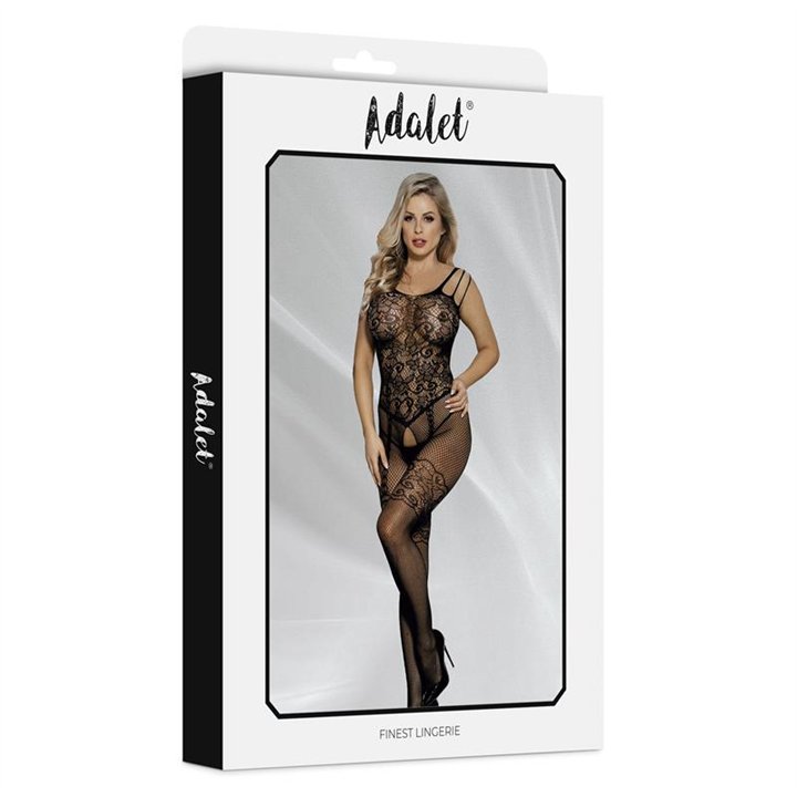 Lana Bodystocking open Crotch and Floral Pattern - A-409 - Teknashop Ltd