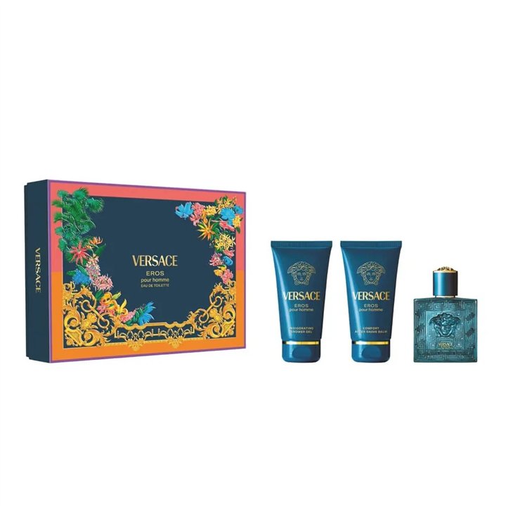 Set Versace: Eros, Eau De Parfum, For Men, 50 ml + Eros, Shower Gel, For All Skin Types, 50 ml + Eros, Hydrating, After-Shave Ba