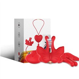 ARMONY - MAGNETIC NIPPLE CLAMPS WITH VIBRATION BUTTERFLY SHAPE RED - D-243051 - Teknashop Ltd