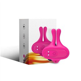 ARMONY - RABBIT SHAPE VIBRATION MAGNETIC NIPPLE CLAMPS PINK - D-243052 - Teknashop Ltd