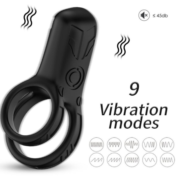 ARMONY - DOUBLE RING VIBRATOR BLACK - D-237944 - Teknashop Ltd