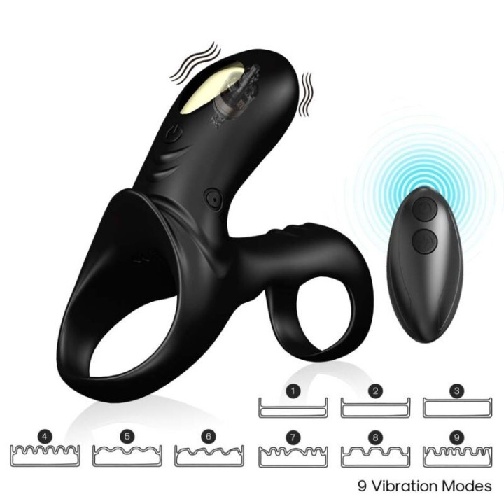 ARMONY - RANGER DOUBLE VIBRATOR RING FOR COUPLES BLACK - D-238012 - Teknashop Ltd