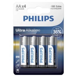 PHILIPS - ULTRA ALKALINE BATTERY AA LR6 4 UNIT - D-230465 - Teknashop Ltd