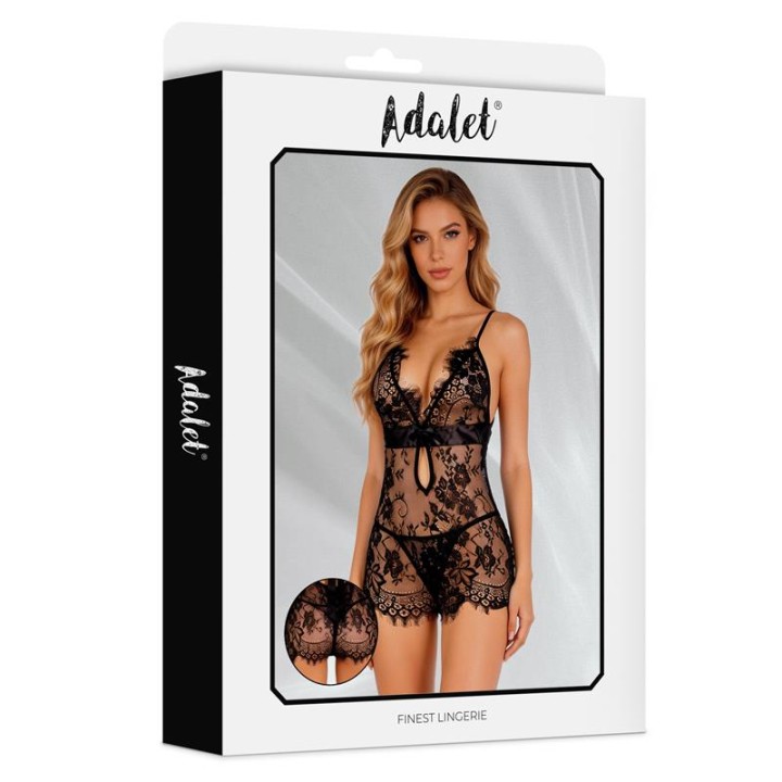 Fiora Babydoll and Thong Black - A-118 - Teknashop Ltd