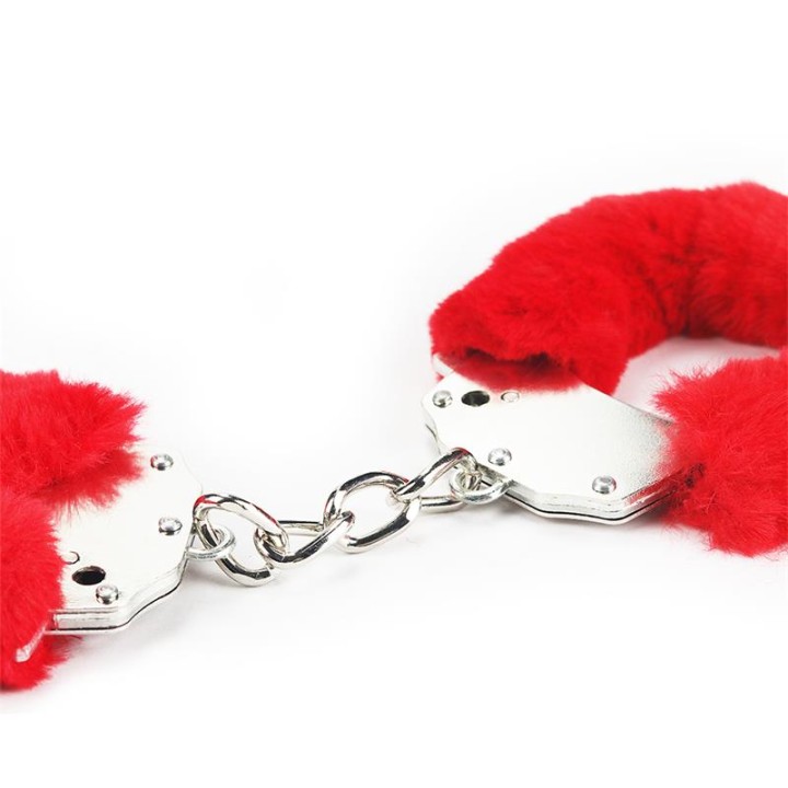 Furry Metal Handcuffs Red - LO-LV1501-R - Teknashop Ltd