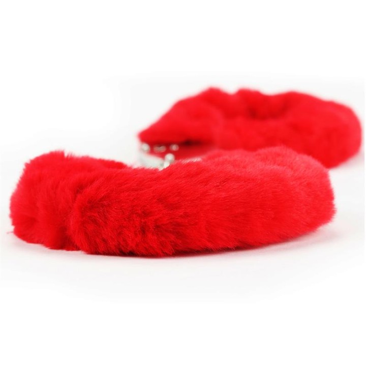 Furry Metal Handcuffs Red - LO-LV1501-R - Teknashop Ltd