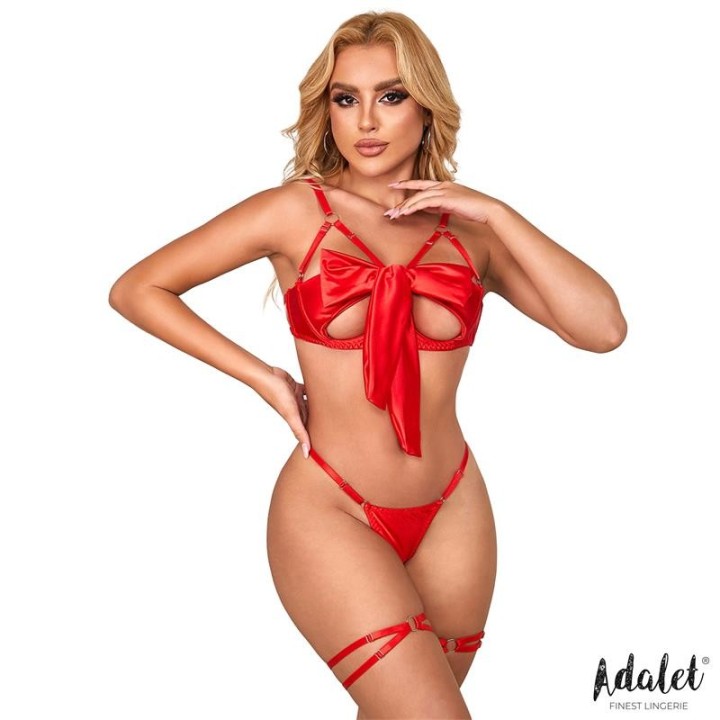 Riley Bra with Bow, Thong, and Garters Set - A-317 - Teknashop Ltd