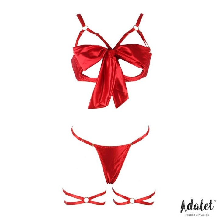 Riley Bra with Bow, Thong, and Garters Set - A-317 - Teknashop Ltd