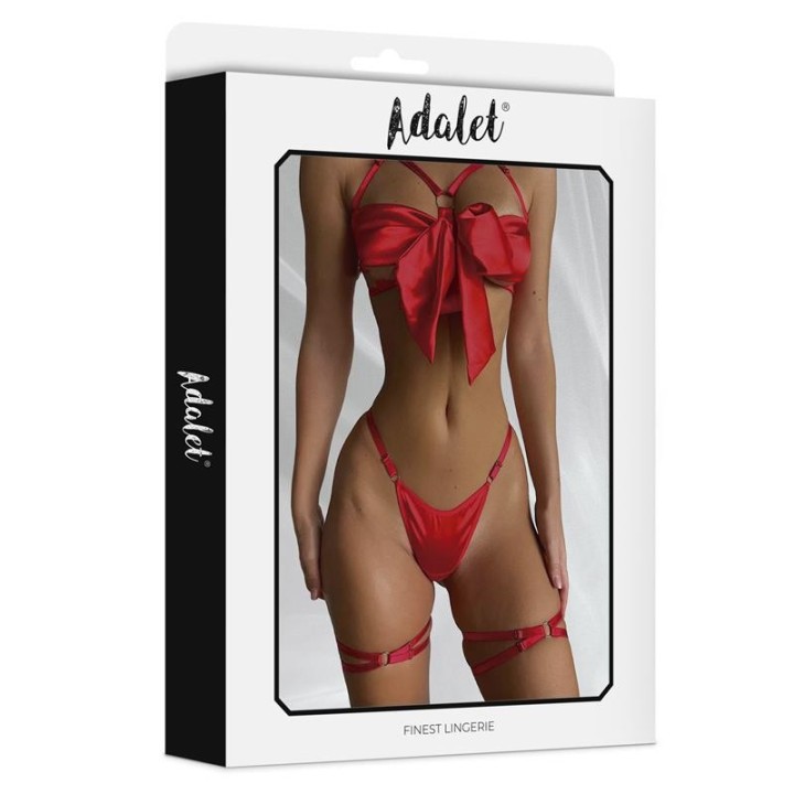 Riley Bra with Bow, Thong, and Garters Set - A-317 - Teknashop Ltd