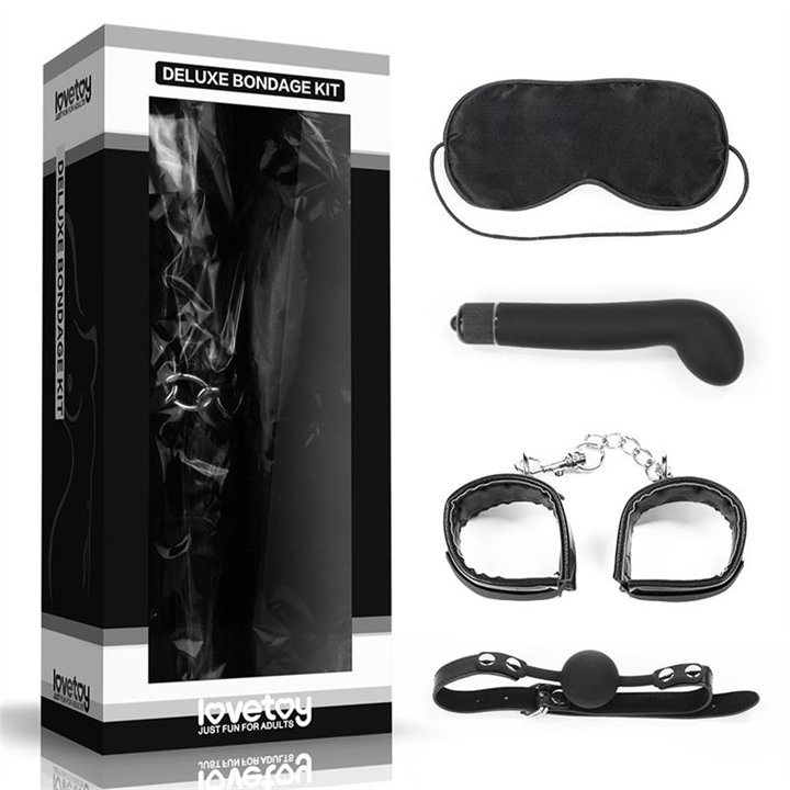 Bondage Kit Deluxe  with Vibrator  Black - LO-SM1010 - Teknashop Ltd